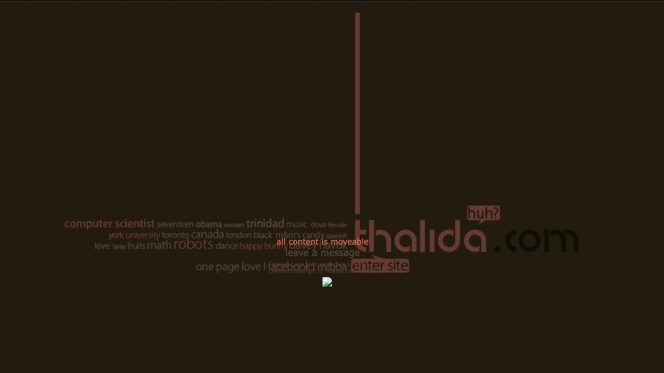 Screenshot of the lost era of thalida.com, showcasing early web design elements and features.