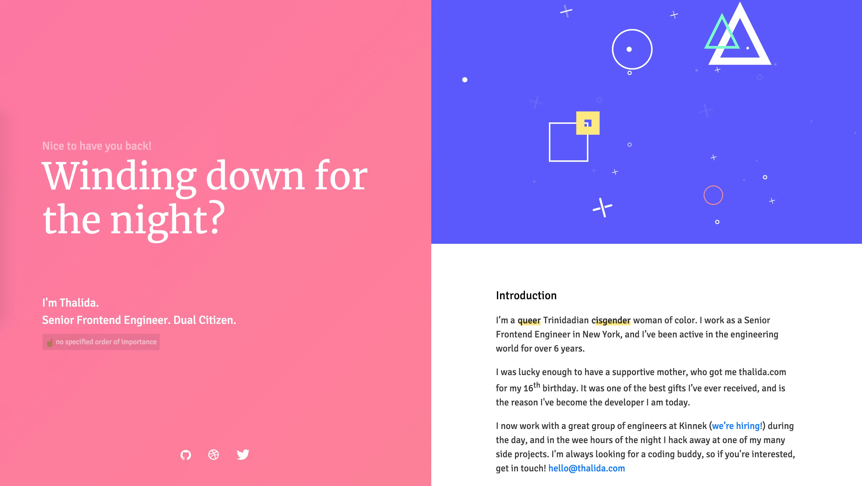 A split screen design with a live gradient, showcasing a colorful and interactive web interface.