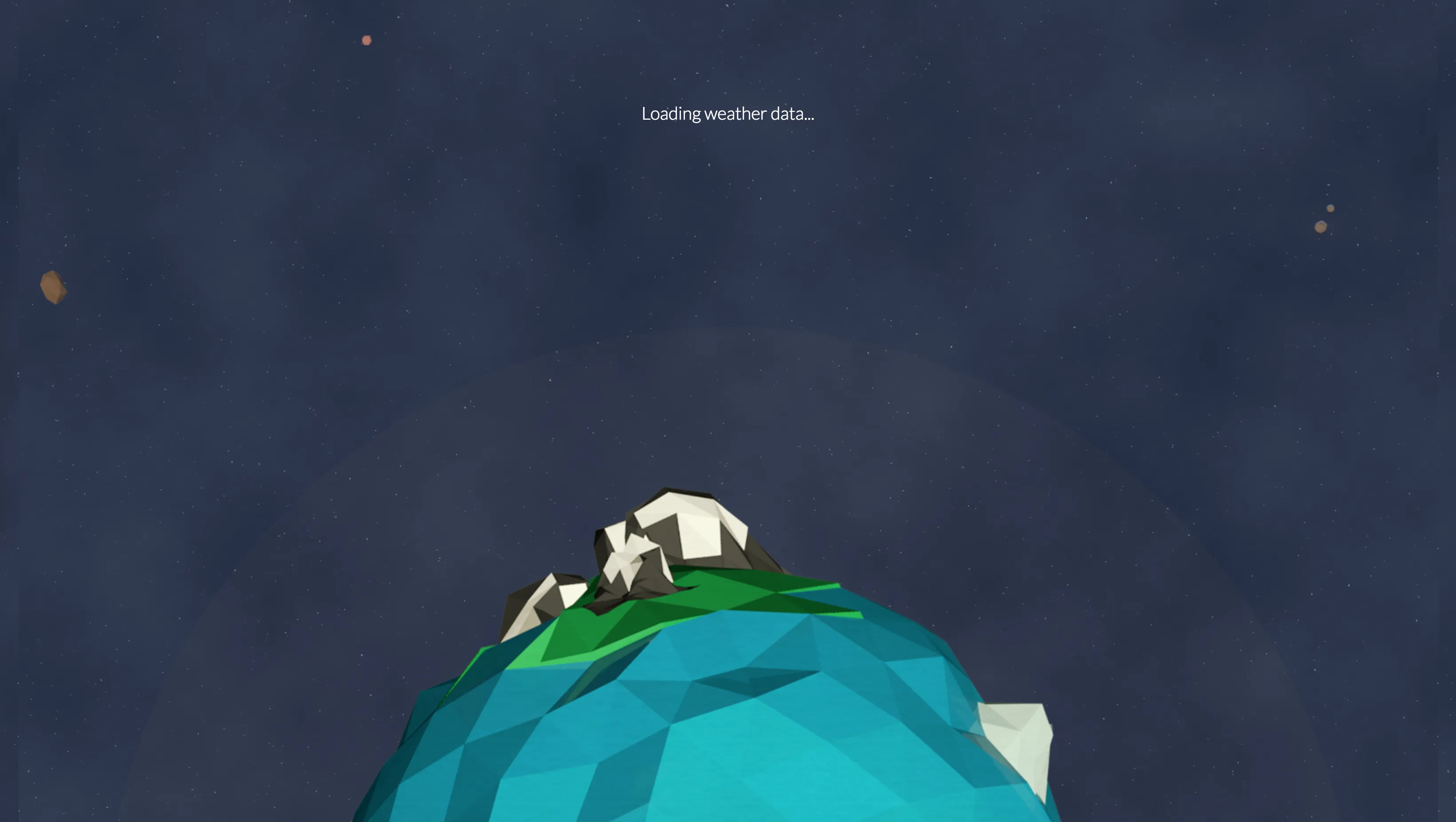 A fullscreen lowpoly live space scene, featuring a starry background and lowpoly planets and asteroids.