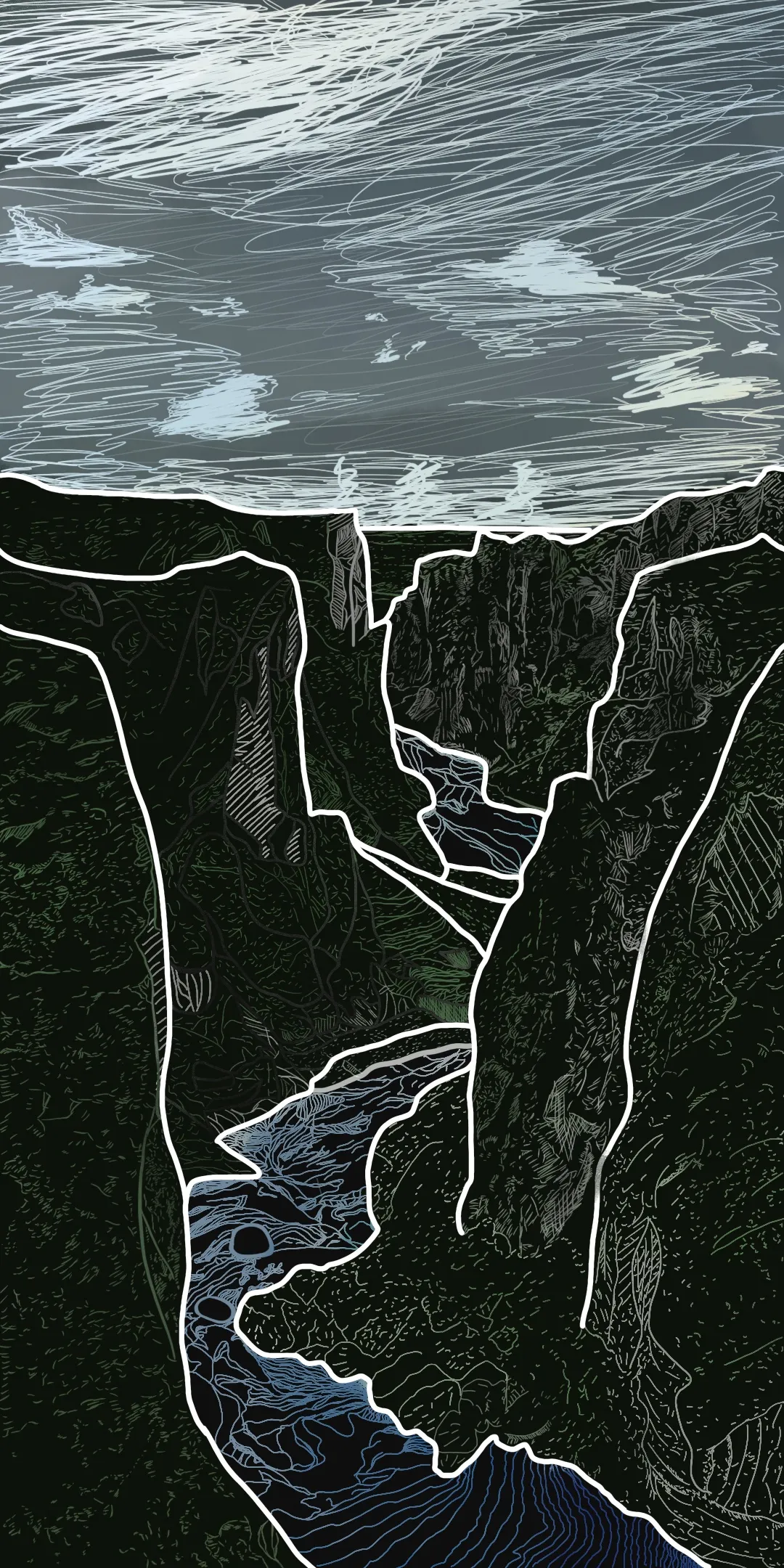 Iceland Layered Illustration