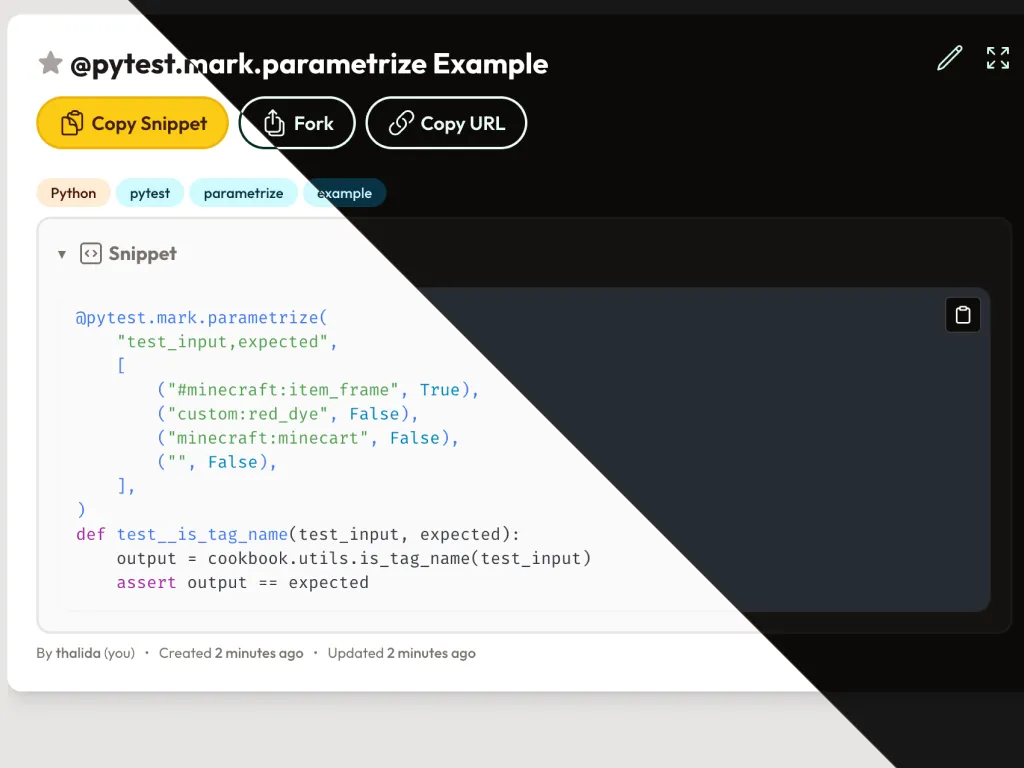 A screenshot of the Devscript interface showing a split theme with dark and light modes.
